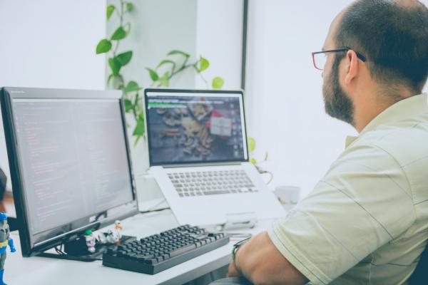 man at computer